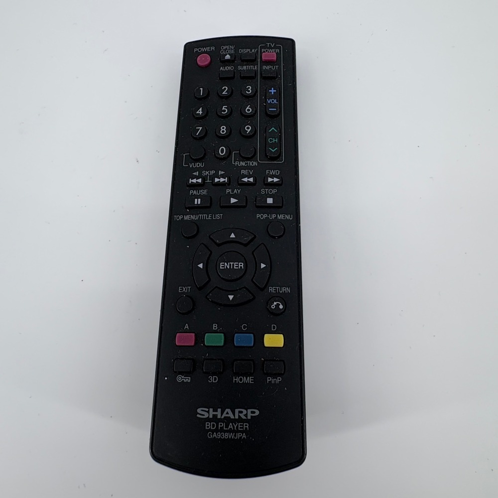 SHARP BD‎ PLAYER REMOTE CONTROL GA938WJPA Remote UNTESTED